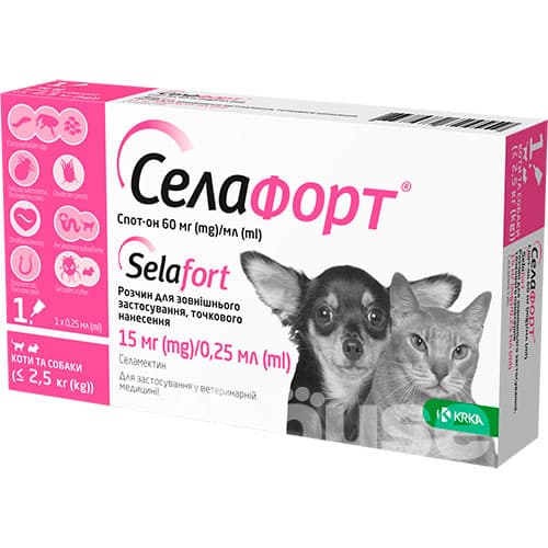 Селафорт Спот-он Краплі для котів і собак вагою до 2,5 кг